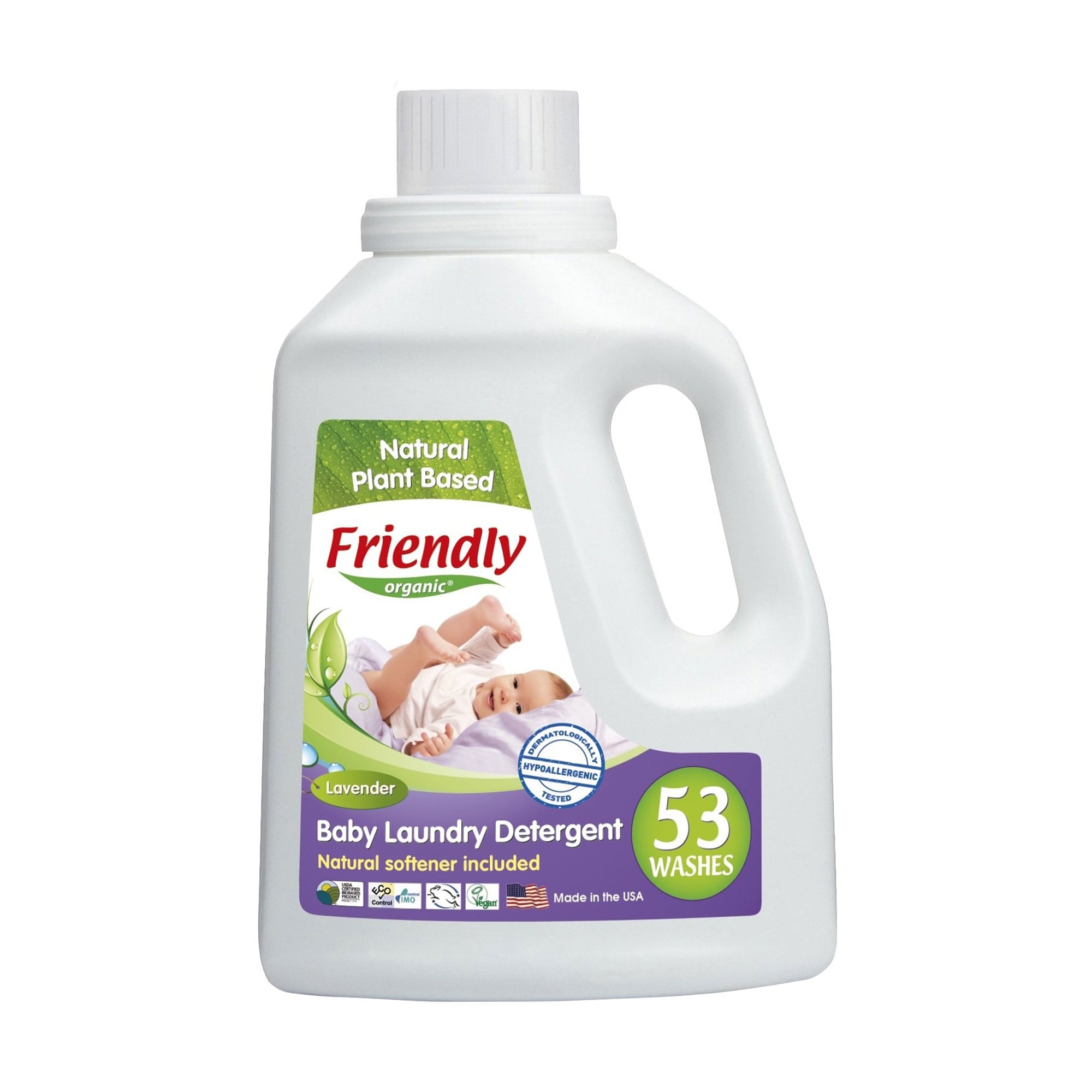 Органічний засіб для прання дитячої білизни Friendly Organic Лаванда, 53 циклів прання, 1.56 л